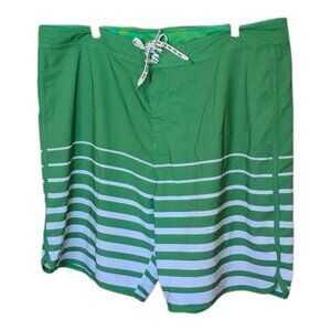 CHIVE Men's Green & White Board Shorts/Swimwear
